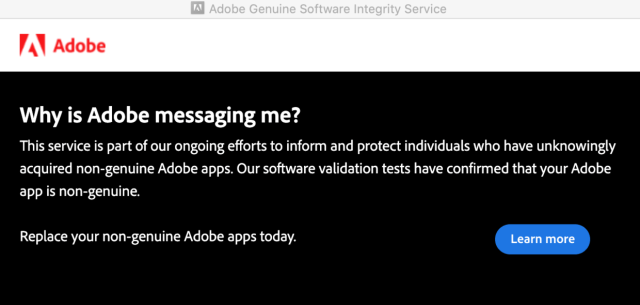 Mac Photoshop 弹出盗版提示 Adobe Genuine Software Integrity Service 解决方法